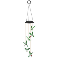 Solar-Außenleuchte mit Glocke, LED, siebenfarbiger Farbverlauf, Kolibri- und Schmetterlingsmotiv, ABS-Kugel, wasserdicht, Metall, Garten, Terrasse, Lichterkette, IP65, DC
