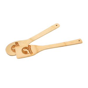 Bamboo Spatula And Spoon Set Laser Engraved Custom Logo Kitchen Utensils <b>Long</b> Handle Non <b>Slip</b> For Cooking - Product Image 4
