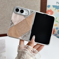 Étui de téléphone en cuir PU texturé matelassé électroplaqué vintage pour iPhone Duo Apple 18 Fold