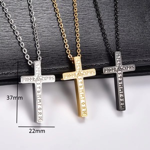Collar con Colgante de Cruz de Acero Inoxidable para Hombre y Mujer, Amuletos Religiosos, Cadena, Regalo, Joyería de Metal con Símbolos Cristianos de Fe y Oración - Product Image 3