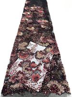 Tissu en dentelle tricotée respirant avec broderie de paillettes, textile de maison, 100% polyester extensible, poids moyen 100g/m, densité 100x100