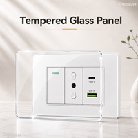 Enchufe de Pared con Panel de Vidrio Templado Estándar Italiano, con USB Tipo C, Carga Rápida de 20W, Tomacorriente Modular para Hogar, Hotel y Oficina