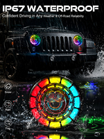 Phares LED ronds de 7 pouces RGB Chasing Halo Lights avec DRL Amber Turn Signal High Low Beam pour Jeep Wrangler JK JKU TJ LJ CJ
