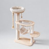 Grande structure d'escalade pour chat en bois multicouche de luxe de 104 cm, tour pour chat moderne avec hamac capsule spatiale et griffoir en sisal premium