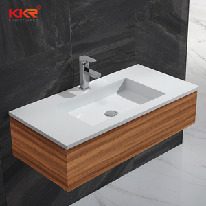 Popular Solid Surface Bathroom Vanity Cabinet Hotel Use Wash Hand Basin