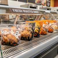 Sacs personnalisés d'Halloween effrayants, de qualité alimentaire, résistants à la chaleur, avec poignée, pour traiteur, avec fenêtre anti-buée, pour poulet rôti