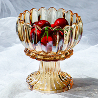 Bol à fruits et noix en verre sur pied haut, style chinois créatif et unique, pour salle à manger et maison