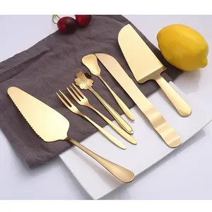 Thép Không Gỉ Đầy Màu Sắc Pizza Pia Kem Bánh Xẻng Dao Fork Spoon Set Công Cụ Làm Bánh