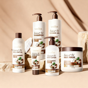 Ensemble de soins hydratants, éclaircissants et raffermissants à l'extrait de noix de coco biologique <span class=keywords><strong>pour</strong></span> le visage, le corps et les cheveux - Product Image 1