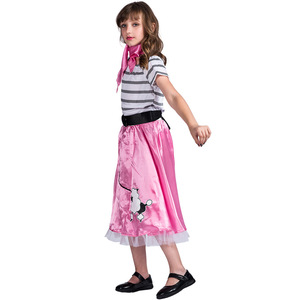 Disfraz de caniche rosa para niñas, falda satinada de corte A, vestido de fiesta de Halloween, talla 6-8 - Product Image 4