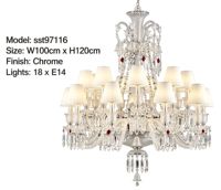 Lustre en cristal personnalisable en couleur et finition avec base E27 LED à intensité variable pour l'éclairage de la maison, de l'hôtel et de la villa