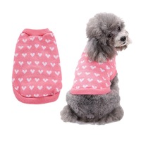 Pull tricoté pour chien Pull pour chiot Coeur Chaud et doux Vêtements de vacances pour animaux de compagnie pour petits chats et chiens