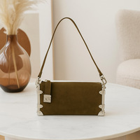 Nouvelle mode sac à bandoulière en cuir de haute qualité en daim marron pour femmes sac à main matériel argenté pour femmes sacs à main de luxe pour femmes