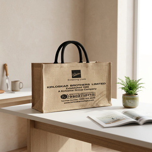 Premium Natural Jute Tote <b>Bag</b> with <b>Long</b> Black Handles | Reusable Eco-Friendly Shopping & Promotional <b>Bag</b> - Product Image 4