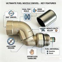 Raccord pivotant robuste en aluminium de 3/4 po pour buse de carburant, coudé à 45 degrés, connecteur rotatif à 360° pour essence/diesel/éthanol jusqu'à 10 %