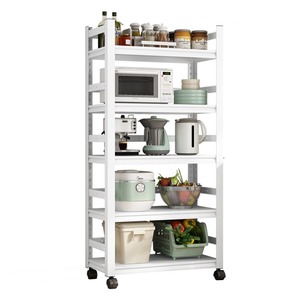 Étagère de rangement de cuisine mobile multi-niveaux avec roulettes pour four à micro-ondes, pour l'organisation domestique, profondeur 8-11,9 pouces - Product Image 1