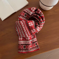 Écharpe longue en tricot jacquard, hiver, rétro, motif losanges colorés, isolation thermique, accessoire chaud de Noël pour filles