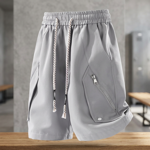 Shorts cargo pour hommes grande taille, taille élastique, cordon de serrage tressé, coupe ample, longueur genou, style streetwear décontracté - Product Image 3