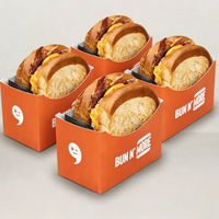 Conteneur alimentaire jetable biodégradable pliable personnalisé OEM, boîte à hamburger en papier, plateau à pain grillé, plateau à sandwich, plateau à beignets