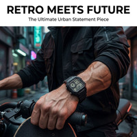 Montres numériques pour hommes OEM ODM, style affaires, boîtier en alliage 44 mm, chronographe en verre, résistance à l'eau 3 ATM, acier inoxydable