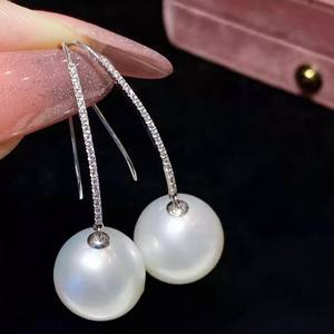 20283 S925 Silver DIY Pearl Accessories Simple Fashionable Ear Hook with 9-15mm Beads Empty Nail <b>Holder</b> for Diamond <b>Earrings</b> - Product Image 2