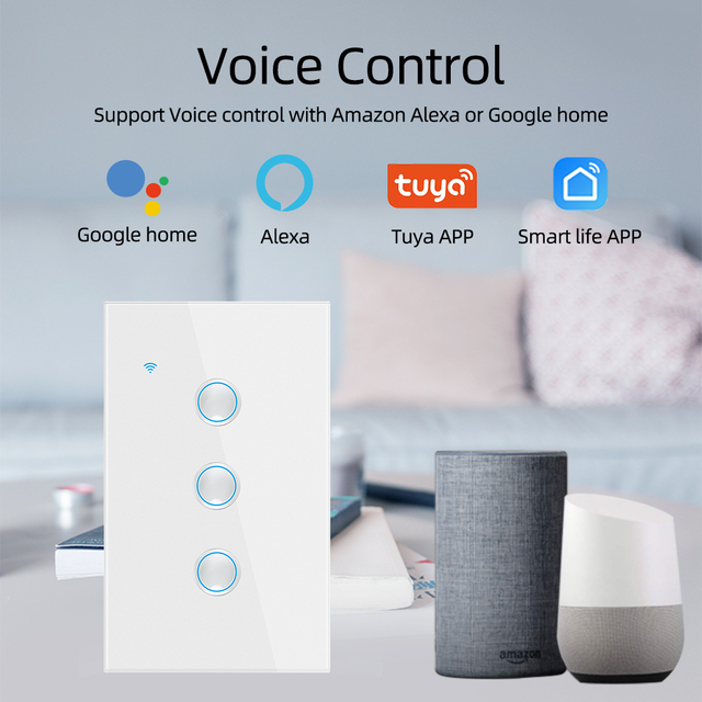 US 1/2/3/4 Gang Concave WiFi Touch Switch Australian Italian for Home Use 240v Glass Compatible Vietnam Thailand Canada Brazil