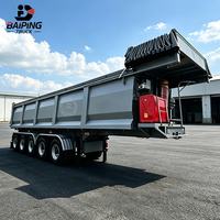 Semi-remorque benne basculante robuste en acier à 5 essieux avec bâche automatique, capacité de charge de 60 tonnes pour le transport de minerai, gravier et déchets de construction