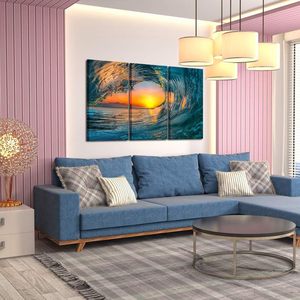 <span class=keywords><strong>Peinture</strong></span> à l'huile <span class=keywords><strong>de</strong></span> vagues au <span class=keywords><strong>coucher</strong></span> du <span class=keywords><strong>soleil</strong></span>, art mural <span class=keywords><strong>de</strong></span> luxe pour salon, décoration murale, articles <span class=keywords><strong>de</strong></span> décoration pour la maison - Product Image 2