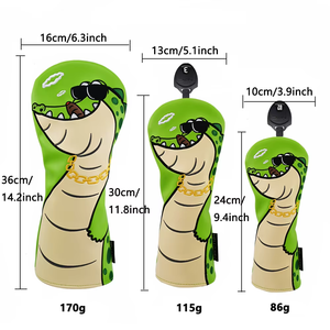 Housse de club de <span class=keywords><strong>golf</strong></span> en cuir PU imperméable brodée motif alligator de dessin animé avec doublure en peluche pour driver, fairway et hybride - Product Image 4
