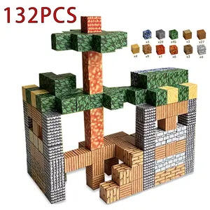 132 Stück individualisierte 25-mm-Minecraft mit DIY magnetische Würfelmontage magnetischer Würfel Bauklötze Bauspielzeug Mini-Modell für Kinder