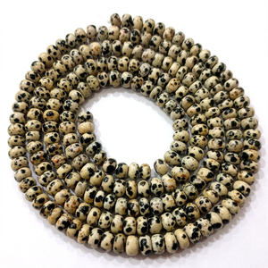 Perles facettées rondes en jaspe dalmatien naturel 8 mm vendues par brin de 8 pouces de long - Product Image 1