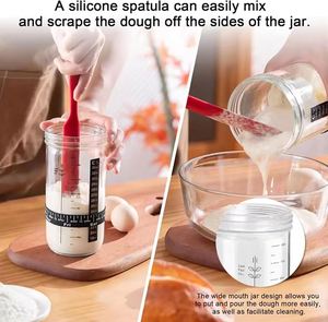 24 oz Acacia Wood Lid Sourdough Starter Wide Mouth Glass Jar <b>Container</b> Date Marked Feeding Band Freezer Safe Kitchen Baking - Product Image 3