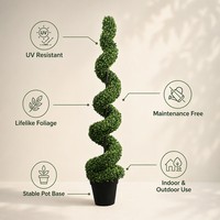 Árbol Artificial Realista de Boj en Maceta, Planta Simulada para Decoración de Interiores, Hogar u Oficina, Estilo Nórdico, Topiario, Pequeña Vegetación