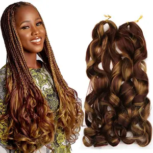 Ondulés Tressage Extensions de Cheveux Boîte Profonde Tresse Twist Crochet Cheveux Ombre Fibre Synthétique 22 pouces Français Spirale Curl Cheveux Attachement