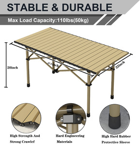 Bàn gấp nhẹ, di động, màu đen, dùng cho sân vườn, ngoài trời, cắm trại, dã ngoại - Product Image 6