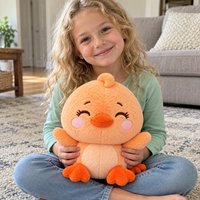 Peluche personnalisée en forme de canard de dessin animé, avec corps rond, ailes relevées, pattes palmées et service de développement de formes sur mesure
