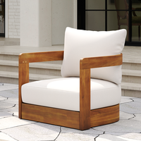Fauteuil de club d'extérieur en bois de rose, design moderne, forme de cuve incurvée, coussins résistants à l'eau, confortable, portable, mobilier de jardin et de terrasse