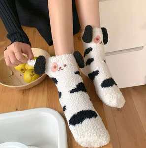 Nouveau produit en promotion : Chaussettes Purin Corail de haute qualité <span class=keywords><strong>pour</strong></span> femme et fille, 5 couleurs, motif animal mignon, respirantes, épaisseur standard - Product Image 5