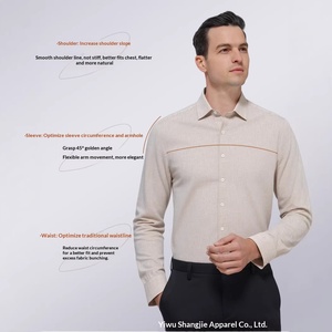 <span class=keywords><strong>Camicia</strong></span> da <span class=keywords><strong>uomo</strong></span> personalizzabile a maniche lunghe, <span class=keywords><strong>beige</strong></span> chiaro, in misto <span class=keywords><strong>lino</strong></span> e cotone a fibra lunga premium, antipiega, casual ed elegante. - Product Image 3