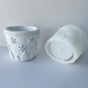 Molde de silicona con forma de copo de nieve para manualidades, maceta de resina con diseño de copos de nieve para decorar flores caseras