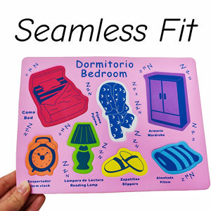 Puzzle en mousse EVA, puzzle <span class=keywords><strong>de</strong></span> chambre à coucher, table <span class=keywords><strong>de</strong></span> chevet, lampe, armoire, coussin, meubles, motifs, mots à trouver pour les enfants, reconnaissance éducative - Product Image 6