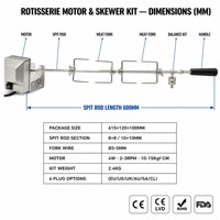 Kit Motor Rotisserie Listrik, Tongkat Tusuk BBQ, Gagang Garpu Motor yang Dapat Disesuaikan, Pemberat Penyeimbang Panggangan