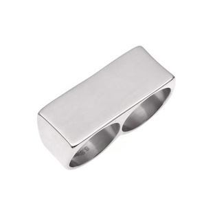 Anillo <span class=keywords><strong>Doble</strong></span> de Acero Inoxidable 316L para Hombre, Chapado en Oro de 18K, Anillo Hip Hop de Alta Calidad para Hombre - Product Image 4