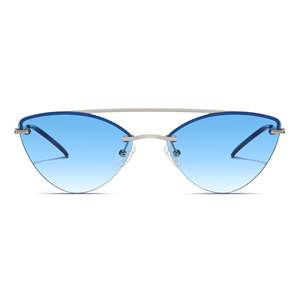 Mode femmes lunettes de soleil nouveau à la mode dégradé marron dégradé nuances dames ovale classique métal sans monture lunettes de soleil or café - Product Image 5