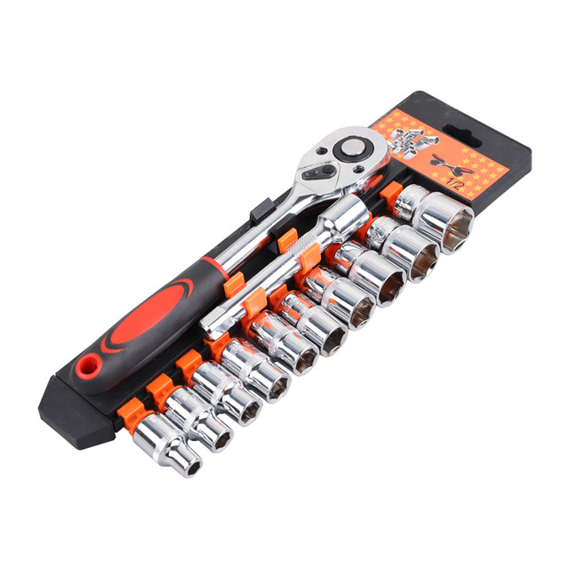 3/8 Inch Ratchet Socket Wrench Set with 10 Sockets
