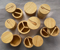 Pot à épices écologique en bambou avec cuillère, compatible lave-vaisselle, boîte de rangement pour herbes et épices