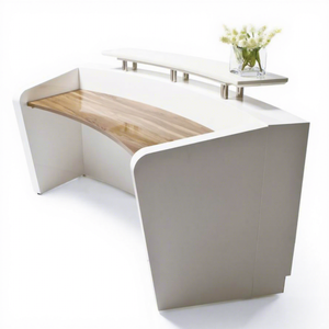 QS-RC08 Modern Reception Front <strong>Desk</strong> for Hotel <strong>High</strong> Quality <strong>White</strong> <strong>High</strong> <strong>Gloss</strong> Eco-Friendly Durable Information <strong>Desk</strong> Counter <strong>Desk</strong> - Product Image 3