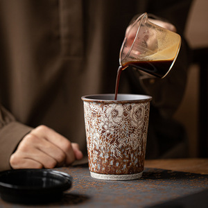 แก้วกาแฟ/น้ำ/โคล่า ยูบิน รุ่นโอลด์ร็อค ลายดอกไม้เคลือบเงิน บนเซรามิก  เป็นมิตรกับสิ่งแวดล้อม พกพาสะดวก ฝาปิดแบบพลิก สไตล์เรโทร สำหรับใช้ในบ้านและออฟฟิศ - Product Image 1