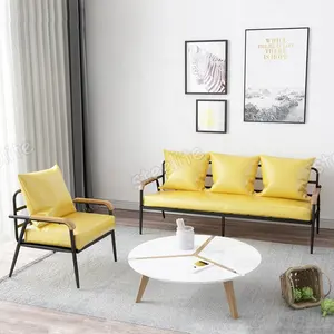 Đồ Nội Thất Nhà Thiết Kế Hiện Đại Couch Set Phòng Khách Vải Kim Loại Khung Sofa