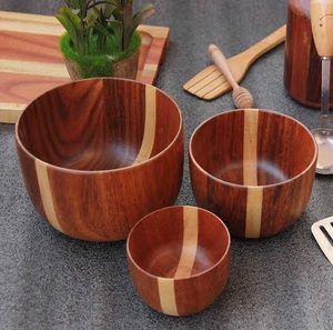 Saladier en bois d'acacia imprimé sur mesure de luxe, nouveau design vintage, fabriqué directement-bol de service en émail unique pour les fêtes - Product Image 4